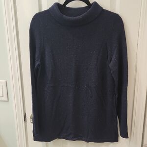 Talbots Petite Cashmere Blue Cowl Neck Sweater
